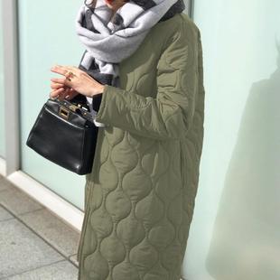 3-color spot cross-border explosions 2022 winter cotton-padded women's Korean fashion long round neck jacket