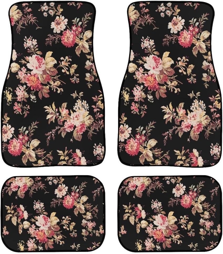 Cross-border Amazon Retro Flower Crystal Velvet Car Mat Easy-care Non-slip Dirt-resistant Comfortable Universal Mat