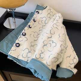 巨好看冬装羊羔毛加厚花朵棉服女年新款韩系夹棉外套短款棉袄