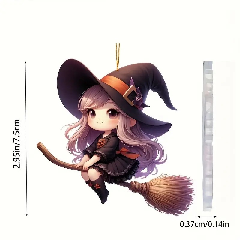 Halloween bruja colgante de automóvil nuevo producto transfronterizo acrílico plano espejo interior decoración mochila colgante image 6