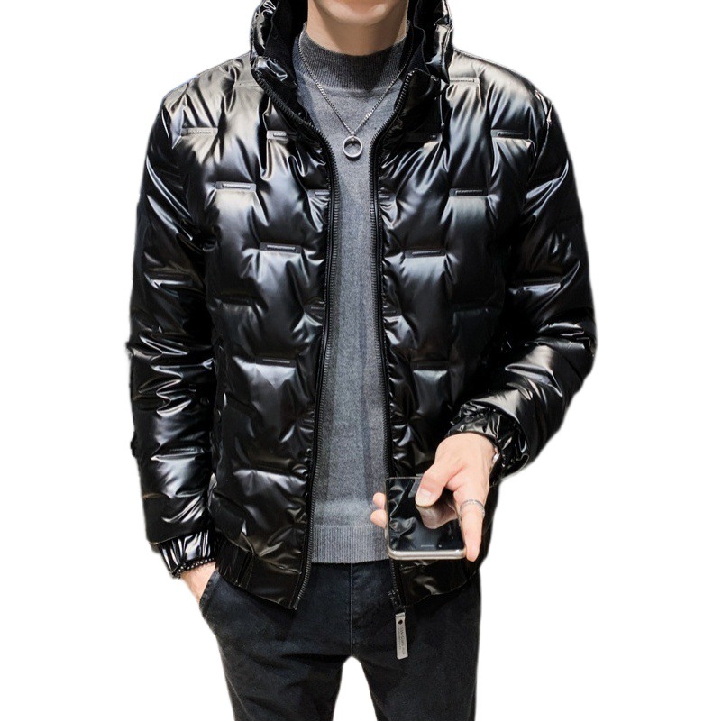 Abajo abrigo de algodón acolchado invierno de los hombres Nuevo estilo coreano de moda engrosada guapo corto collar de pie estudiante brillante abrigo de los hombres de moda