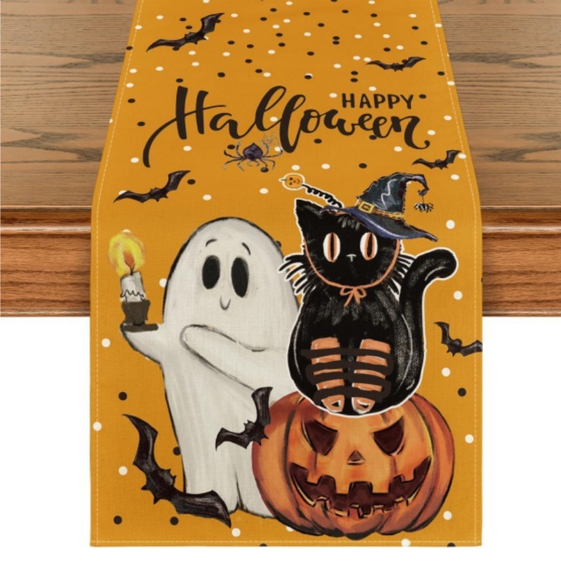 Amazon ベストセラー ハロウィン パンプキン テーブル フラグ リネン プリント テーブル デコレーション テーブルクロス パーティー ライト 高級 クリエイティブ テーブルクロス|undefined