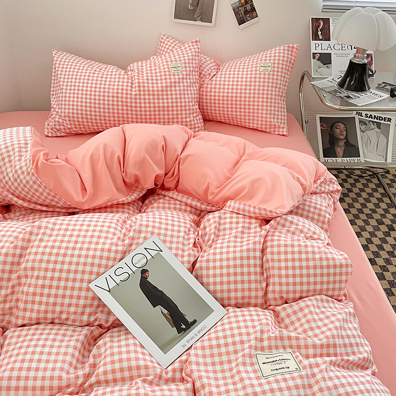 日本式水洗い綿純色四点セットシンプル無印風学生寮純綿三点セット純綿シーツ