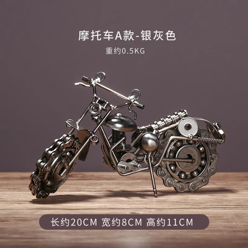 Motocicleta de hierro forjado modelo de locomotora de metal moderno escritorio pequeño decoración de armario de vinos decoración de armario de televisión