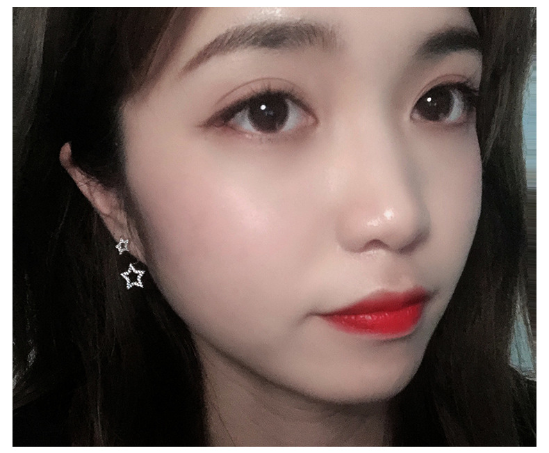 7g Weight Zircon Inlay Material Lady Star Copper Plating Inlay Zircon Ear Studs 1 Pair
