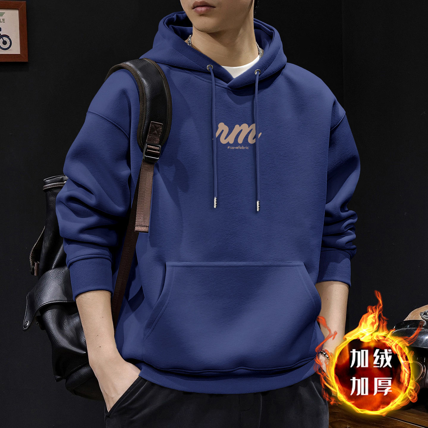 Suéter hombre encapuchado primavera y otoño estilo americano pesado pesado invierno más chaqueta de terciopelo nuevo abrigo de hombre de otoño