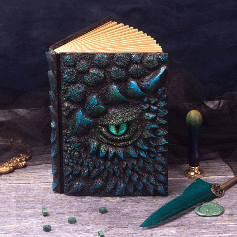 新品Deluxe Animated Dragon Book 记事本批发龙之书树脂工艺品
