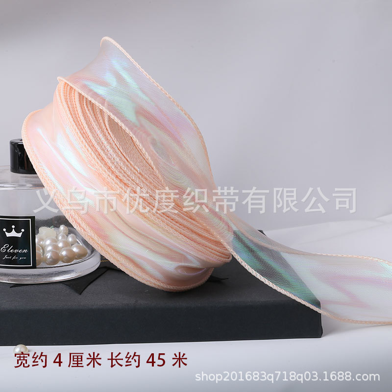 Hilado de cola de pez Symphony Cinta Decoración de pastel Ramo de copia lateral Boleto de flores Tombro de lazo Cinta de hilo ondulado