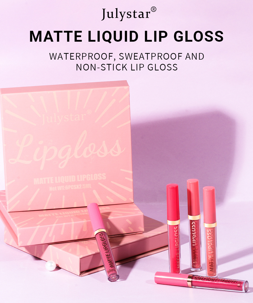 Amazon Foreign Trade Natural Long-lasting non-stick cup lip glaze set Box Velvet matte matte non-fading Lipstick set Specification drawing