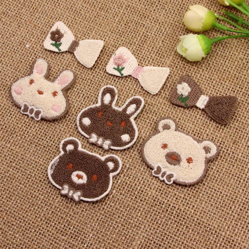 漫画ネクタイベアーウサギタオル刺繍布貼りカード刺繍貼り服装補助材料靴帽飾りパッチ布貼り|undefined