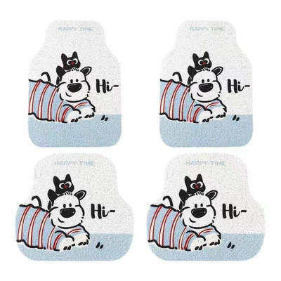 car mat, anti-mud and anti-stain, Avtomobil döşəmə paspasları - white-background-with-puppies-front-row-back-row-complete-set-4-pieces-silk-loop-5060cm1923