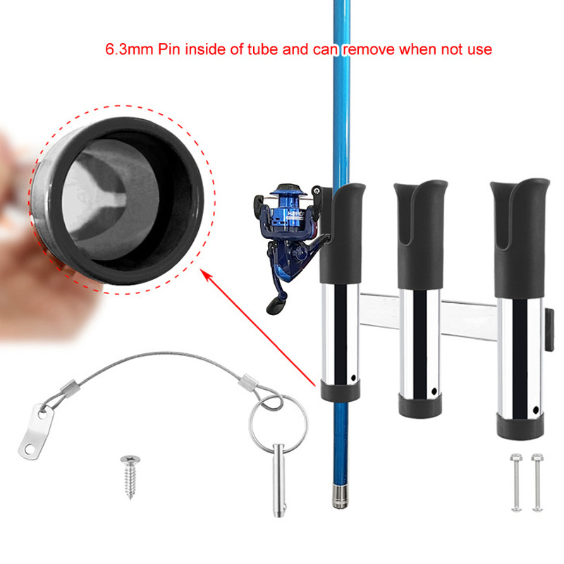 跨境现货 304不锈钢三连孔鱼竿座 支架 鱼竿筒 摩托艇钓箱配件