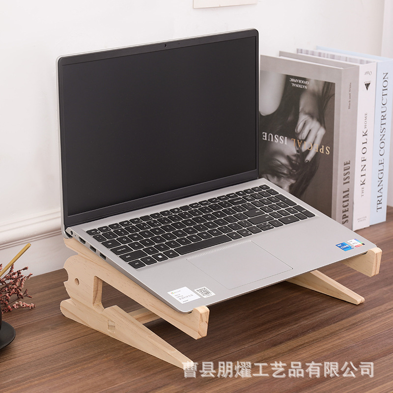 in stock Simple Computer Stand Wooden Laptop Elevated Rack Office Desk Storage Rack Laptop Stand