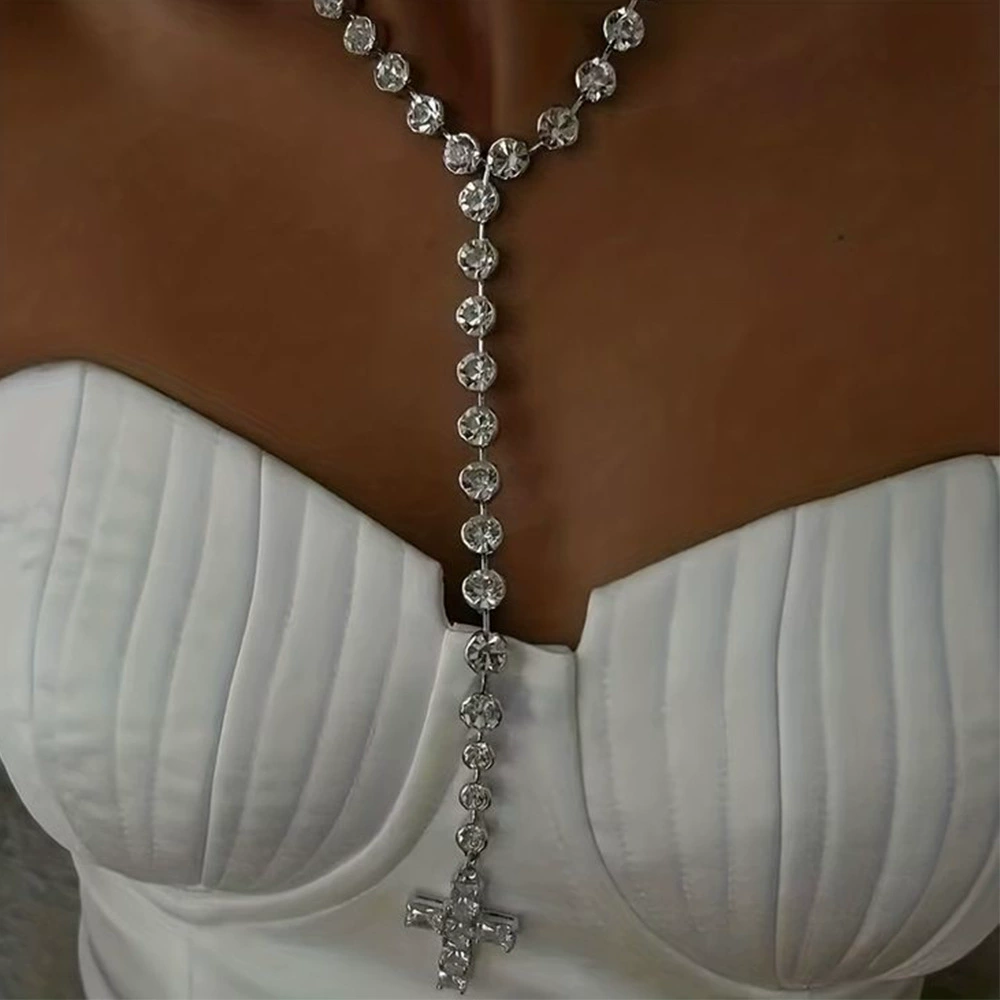 Внешняя торговля горячий крест кулон ожерелье женский свет роскошный ниша горный хрусталь ожерелье простое Yiwu аксессуары ожерелье