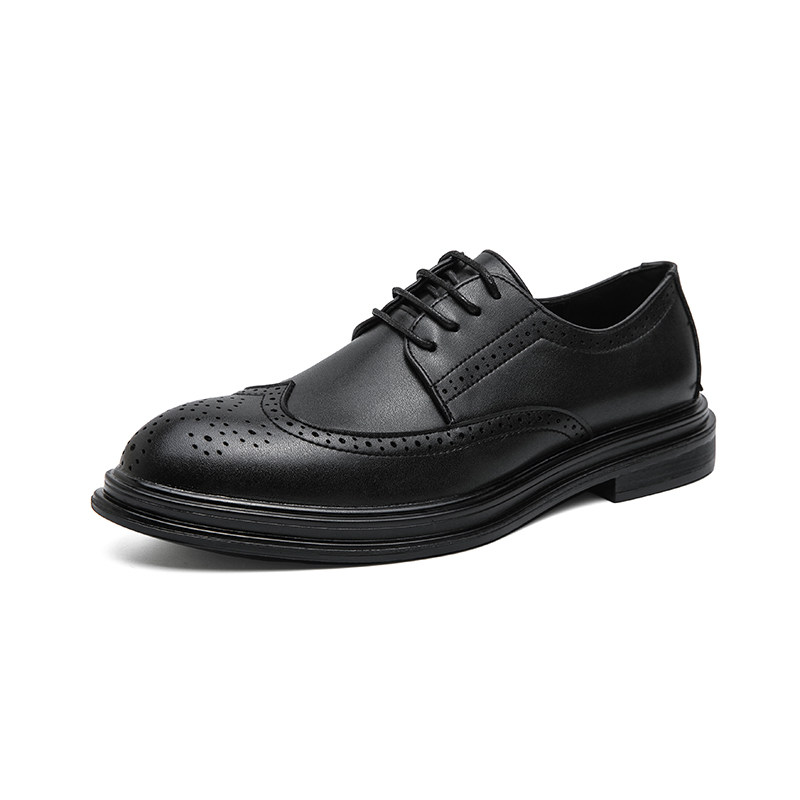 Giày da nam Brogue Derby da siêu sợi tăng chiều cao, đế mềm chống trượt, kiểu Anh Quốc — Màu nâu 6622, Màu nâu A7785, NâuX5, X5 màu đen