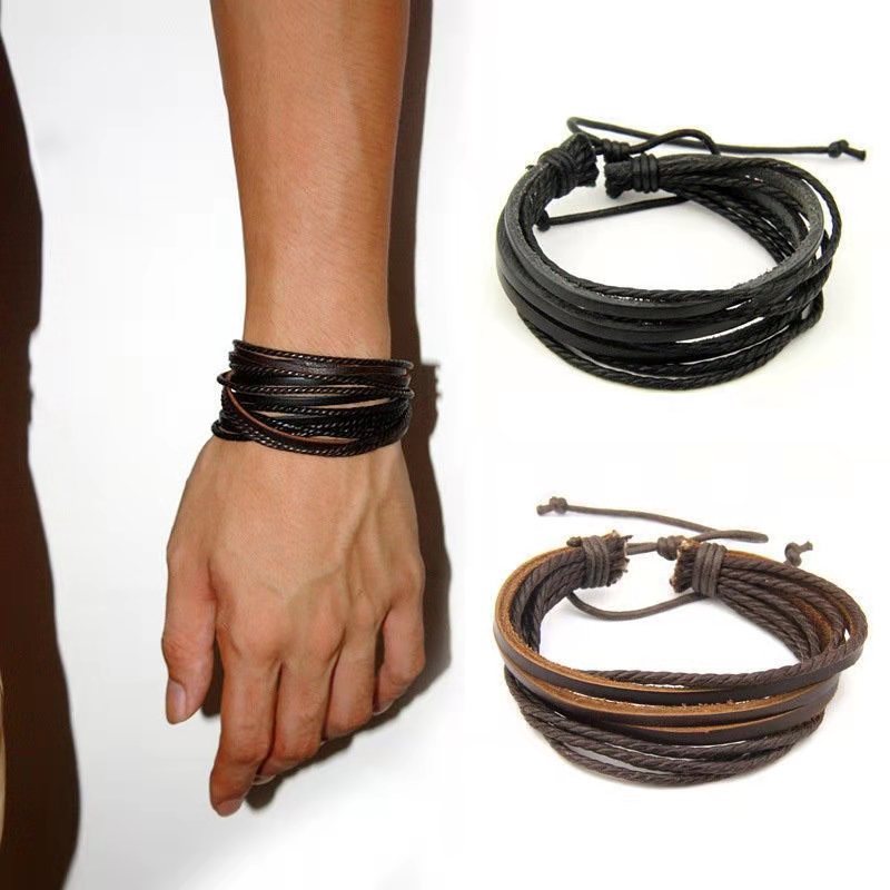 8g Weight Bracelets Classification Casual Hip-Hop Solid Color Pu Leather Men'S Bracelets Men Cord & Leather Bracelets