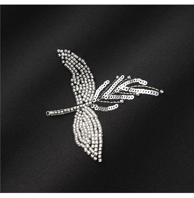 Váy liền thân nữ cổ tròn không tay đính hạt sequins tôn dáng — Màu đen chi tiết 19