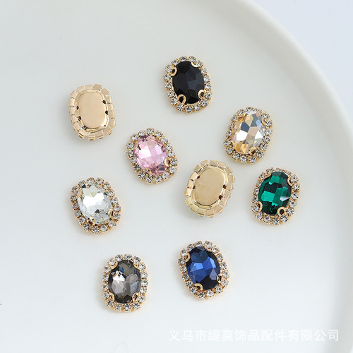 Japanese and Korean new style four-hole square diamond tray DIY jewelry accessories mobile phone beauty hole shoe buckle accessories 19*14