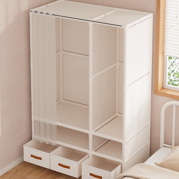 Simple Wardrobe for Home Bedroom Assembly Wardrobe, Sturdy and Durable Model for Rental Housing, Dustproof and Economical Wardrobe Cabinet