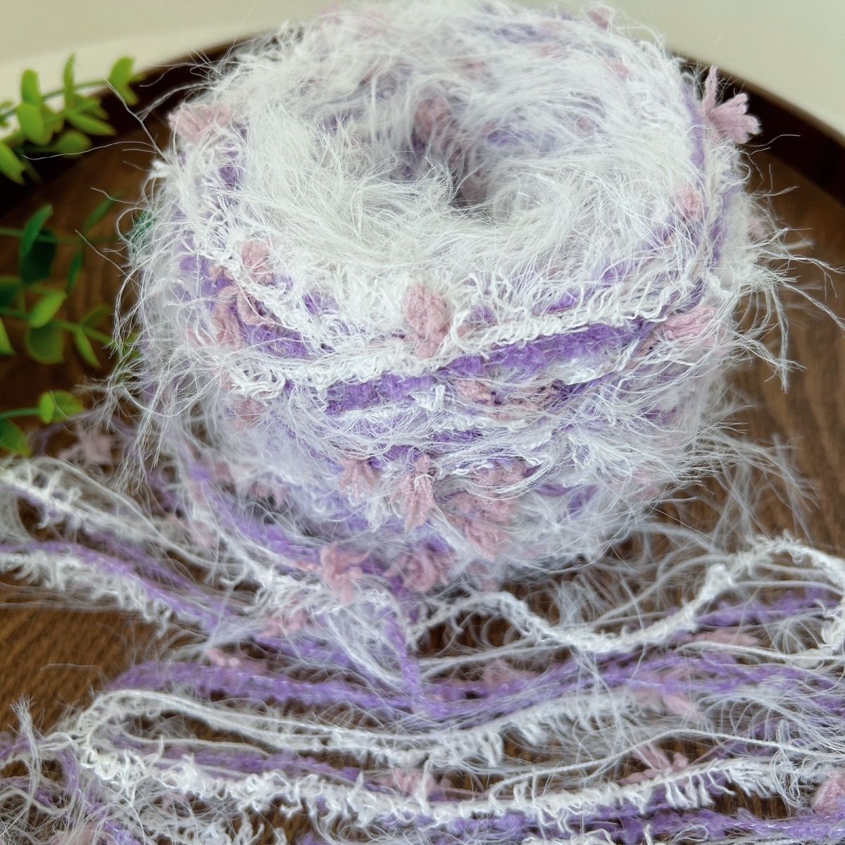 新款【紫云依依】特色手混线紫色手工编织长毛围巾线包包柔软舒适