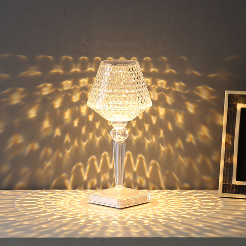 Cross-border crystal wine glass table lamp, minimalist luxury bedside bedroom decoration lamp, romantic atmosphere lamp, night light