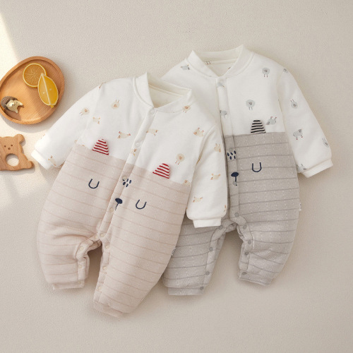 Baby jumpsuits for autumn and winter thickened quilted crawling clothes for men and women, baby clothes, baby clothes, baby clothes, newborn clothes