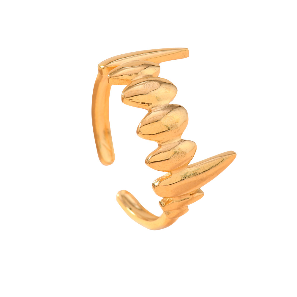 Diseño de moda transfronterizo sentido de joyería de estilo punk personalidad acero inoxidable presión de aceite colmillos dientes titanio anillo abierto de acero