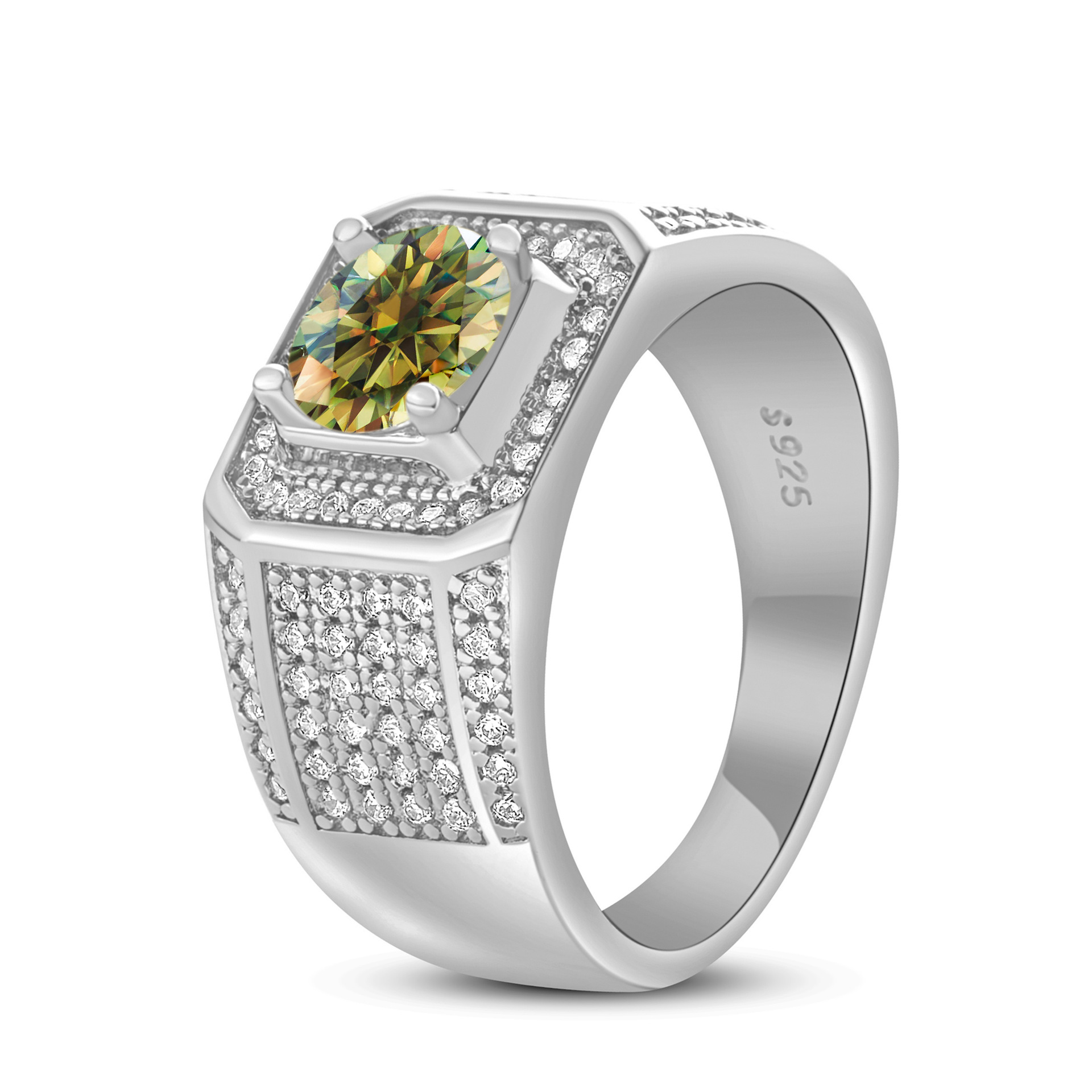925 plata esterlina gran anillo de hombre de piedra moissan anillo masculino chapado pt950 oro atmósfera para enviar al por mayor fábrica de novio spot