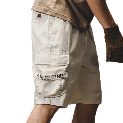 Wholesale American-style heavyweight washed workwear shorts for men, summer 2025 new style, trendy and loose-fitting casual pants
