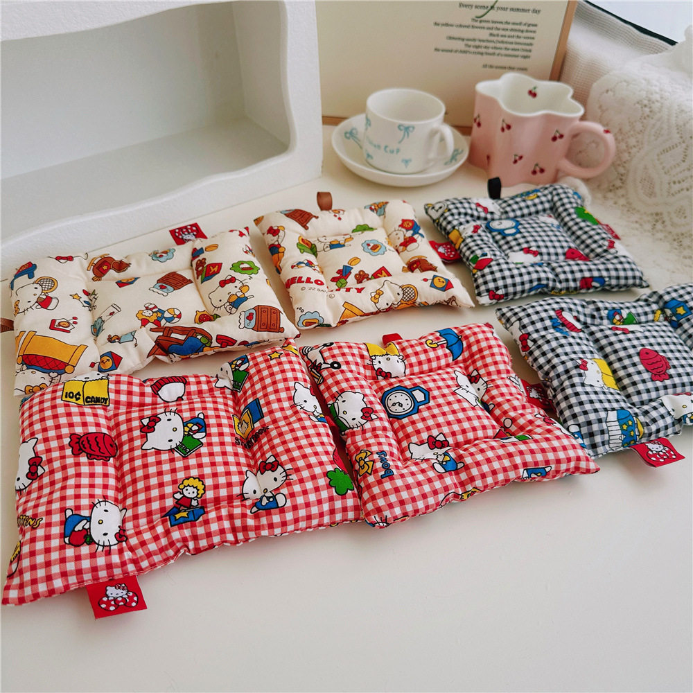 Cute Fabric Cotton Plaid Love KT Decoration Household Products Coaster Placement Mat Mobile Phone Mat Desktop Decoration