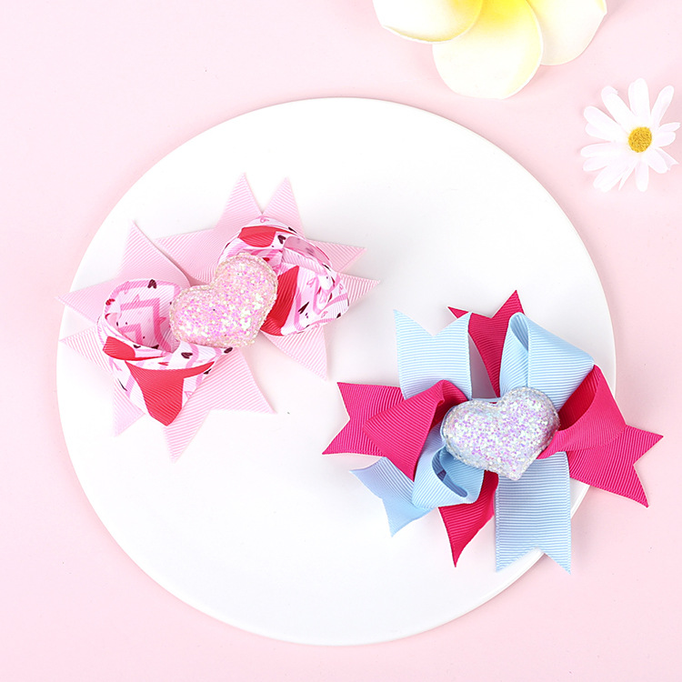 childrens bows hairpin wholesale multilayer bow heart hair clip color matching 23 colors NHWO503247picture6