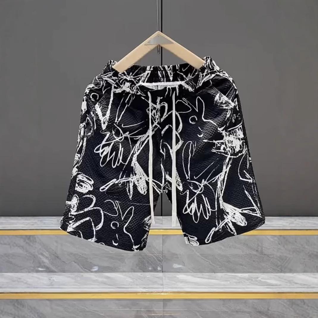 Men's Casual Summer Shorts Fashion Print Relaxed Fit Straight Leg 5 Pocket Design_viptrois.com