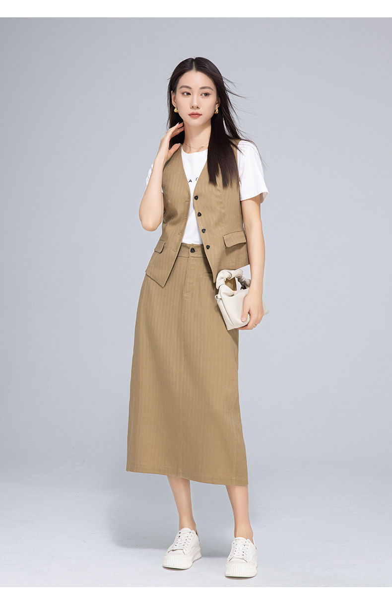 Áo vest gile nữ ngắn tay phong cách cổ điển chất liệu lanh Tencel — Gai Thật Màu chi tiết 22