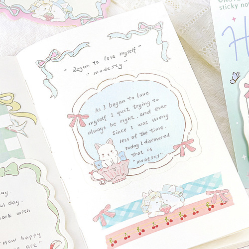 NOTE FOR Sticky Notes - Cute Sweet Heart Series, Japanese Fresh Girl N-Count Student Memo Paper