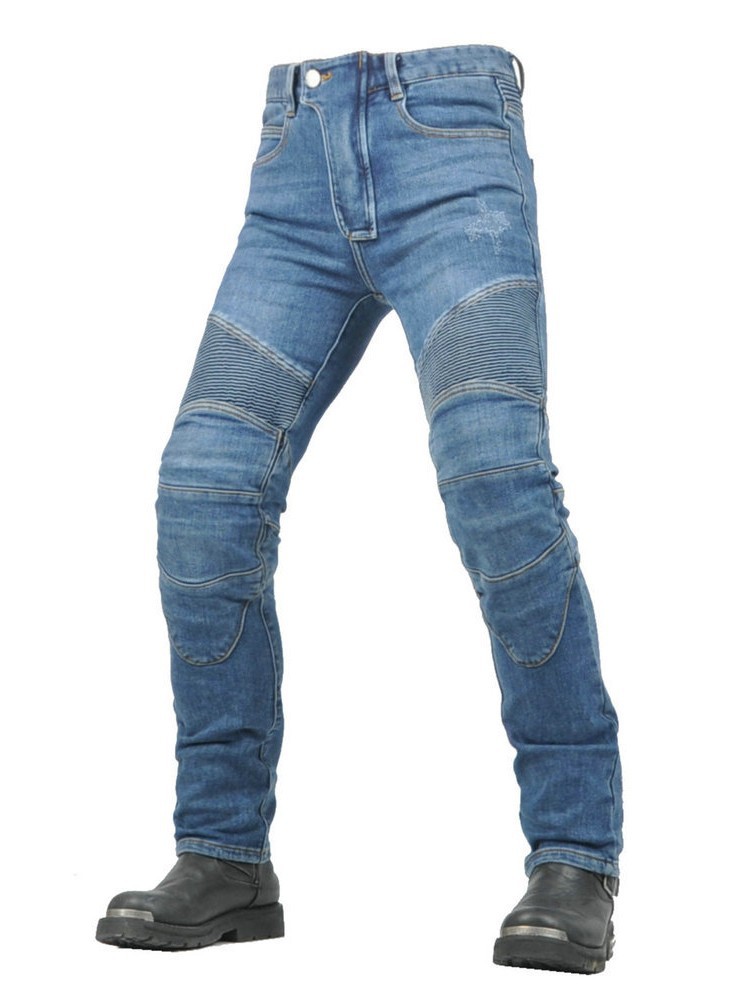 VOLERO Wo Lei Gong Pantalones de ciclismo de motocicleta Hombres y mujeres Pantalones de mezclilla Harley de motocicleta anti-caída de cuatro estaciones para protección de silicona