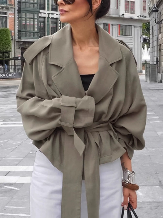 Куртка для отдыха, trench coat, осень, европейский стиль, стиль высокого качества, яркий запоминающийся стиль