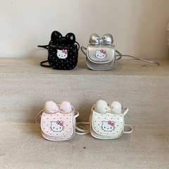 子供用バッグ新型アニメかわいい蝶結びミニ小銭入れ猫プリント男女子供斜めショルダーバッグ