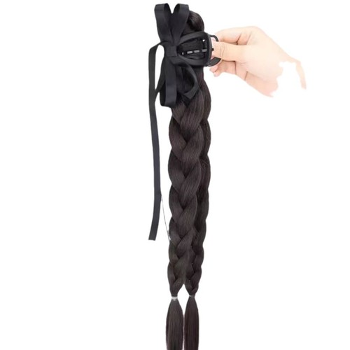 假发辫子女鱼骨麻花辫丝带芭蕾风自然甜美抓夹双辫高马尾新款