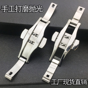 Watch Accessories Universal Fine Steel Solid Dense Bottom Empty Bottom Belt Buckle Watch Buckle 304 Butterfly Buckle Double Press Folding Buckle