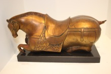 金属工艺礼品锌合金压铸铜锡合金唐三彩家居跪马儿办公室摆件模型