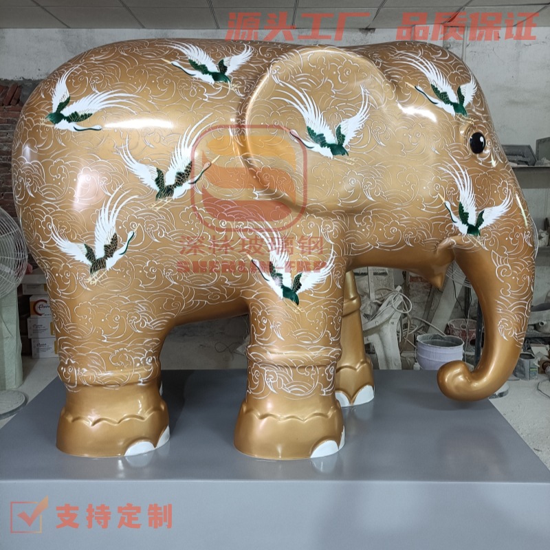 Gran escultura de FRP animal tallado circular de dibujos animados puerta de la tienda de drenaje de modelado creativo ornamentos paisaje elefante