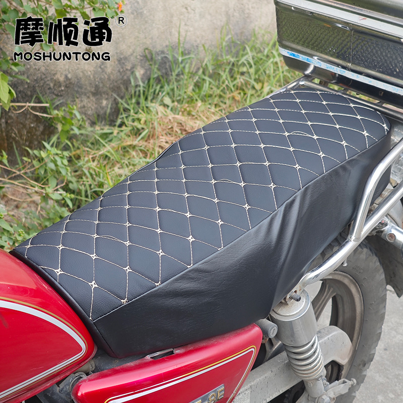 Suitable for Gn125 Haojue Suzuki Prince Motorcycle Seat Cover Hj125 Thickened Leather Embroidered Sponge Seat Cover