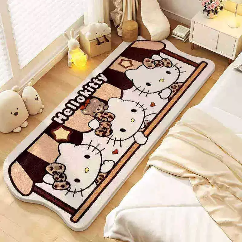 Непоскользящий коврик прикроватный Hello Kitty, искусственный мех, противоскользящая подложка, размеры 40×120–120×200 см