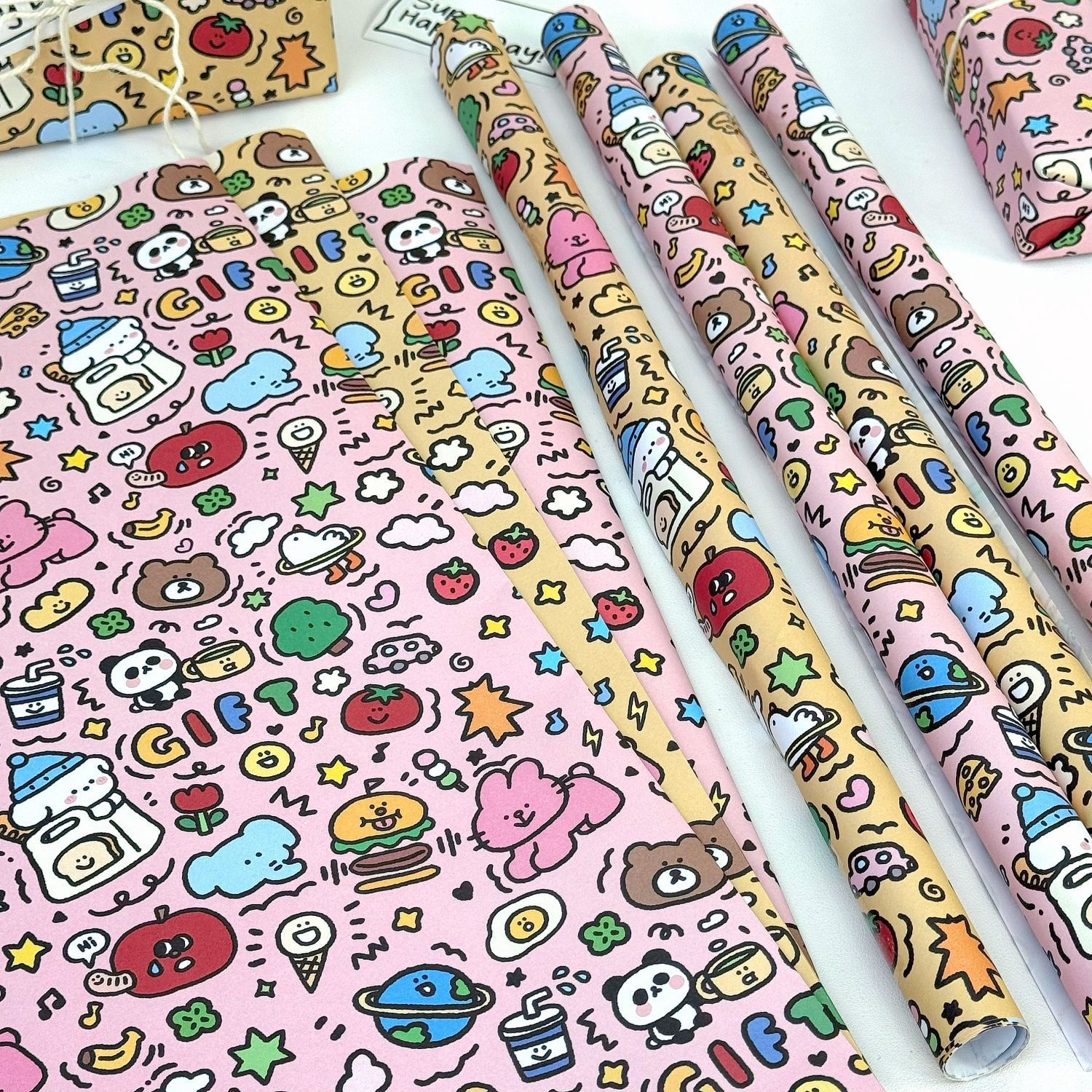 Lindo papel de regalo de graffiti Navidad hoja grande ins dibujos animados regalo de cumpleaños embalaje caja de regalo bolsa de regalo papel de libro