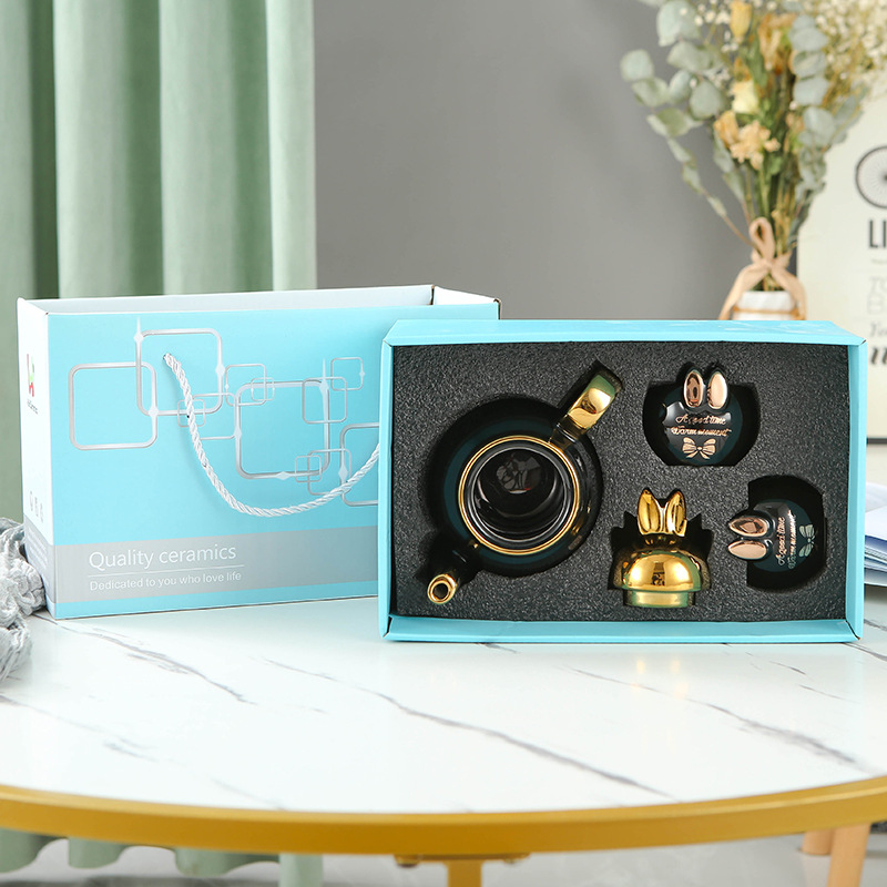Juego de agua de cerámica de lujo ligero taza de agua doméstica hervidor de agua combinación resistente a altas temperaturas de gran capacidad Taza set FESTIVAL DE medio otoño traje de regalo