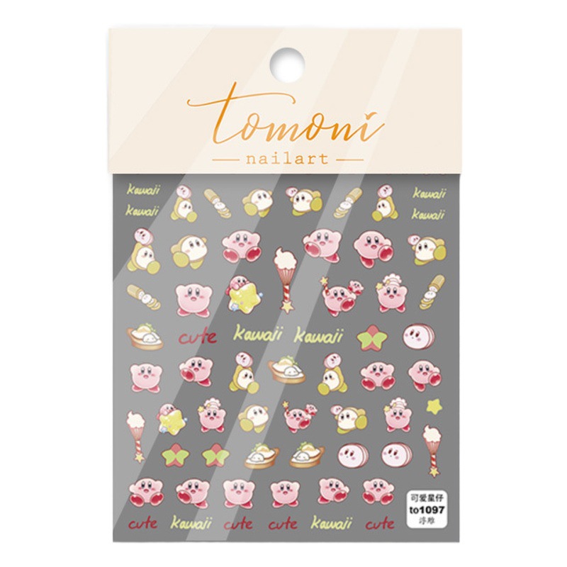 Papel adhesivo de uñas en línea popular de dibujos animados lindo pan conejo Etiqueta de uñas japonesa COLA alivio tridimensional hueco