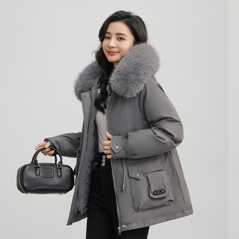 Desmontable más pelusa gruesa sobre la chaqueta corta para mujeres 2024 invierno nuevo cuello de lana grande ropa de mujer