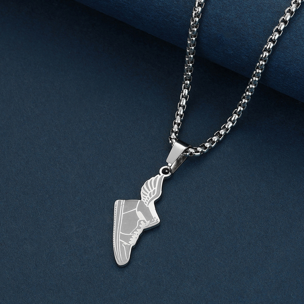 Protection Talisman Jewelry Cross-border Best-selling New Fashion Simple Stainless Wing-shaped Pendant Men's And Women's Shoe Titanium Steel_voghion.com