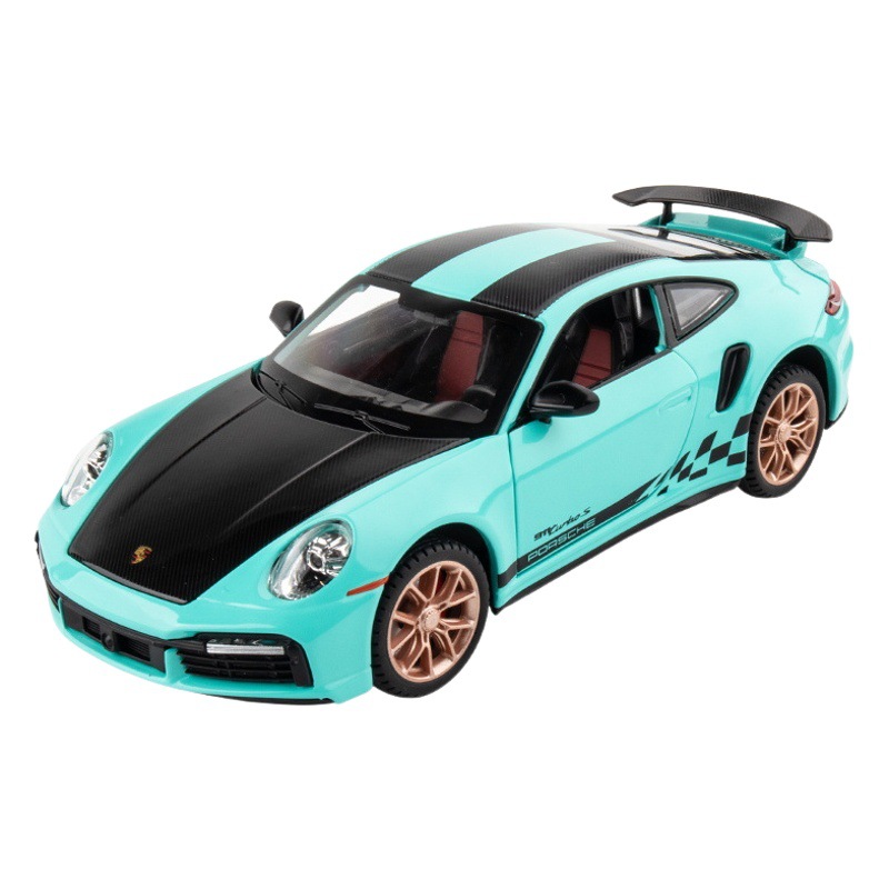 (Caja de espuma) Jianyuan simulación 1:24 Porsche 911 TurboS aleación coche deportivo modelo decoración juguete