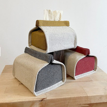 简约创意帆布纸巾收纳盒 便携车载拼色抽纸盒 家居厨房客厅纸巾袋